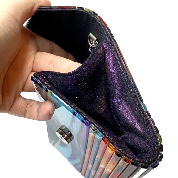 Sondra Roberts Vintage 80's Style Colorful Waves Lucite Acrylic Clutch Purse - Picture 9 of 10